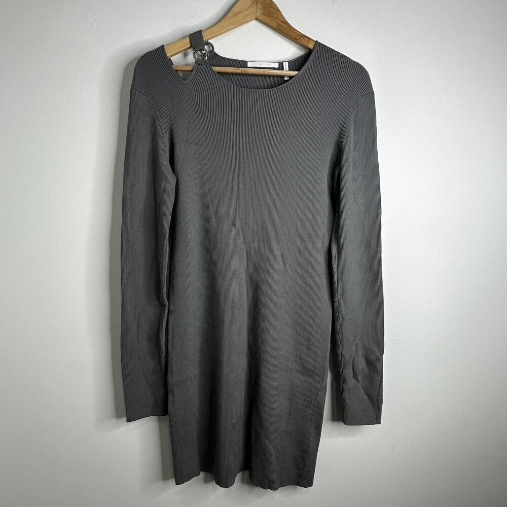 Helmut Lang Sweater Dress Womens Large Ribbed‎ Knit Asymmetrical Ring Detail Lux